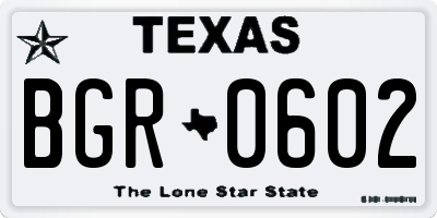 TX license plate BGR0602
