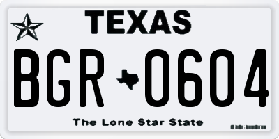 TX license plate BGR0604