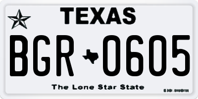 TX license plate BGR0605