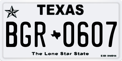 TX license plate BGR0607