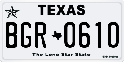 TX license plate BGR0610