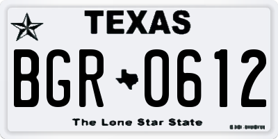 TX license plate BGR0612