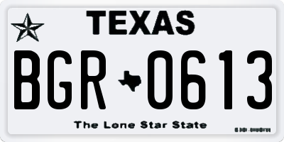 TX license plate BGR0613