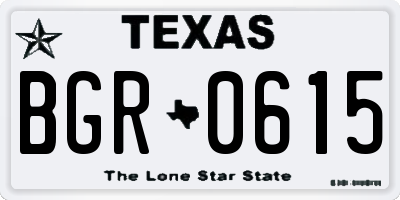 TX license plate BGR0615
