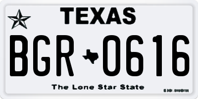 TX license plate BGR0616