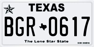 TX license plate BGR0617