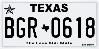 TX license plate BGR0618