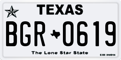 TX license plate BGR0619