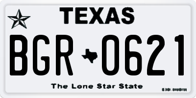 TX license plate BGR0621