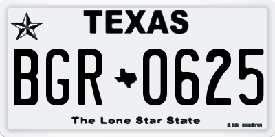 TX license plate BGR0625