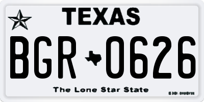 TX license plate BGR0626