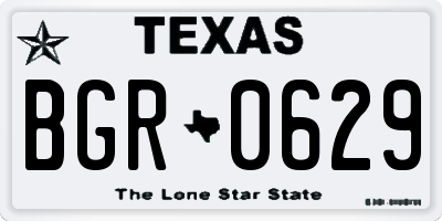 TX license plate BGR0629
