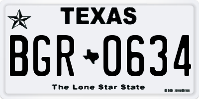 TX license plate BGR0634