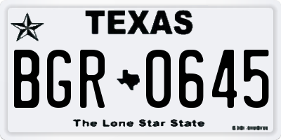 TX license plate BGR0645