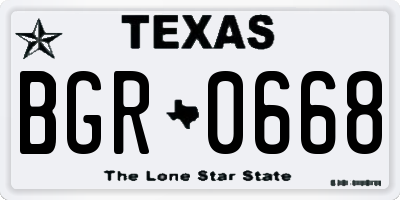 TX license plate BGR0668