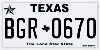 TX license plate BGR0670