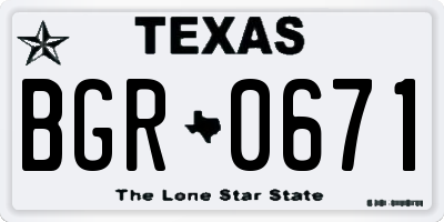 TX license plate BGR0671