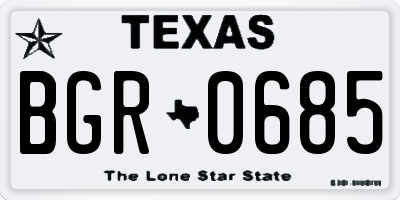 TX license plate BGR0685