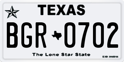 TX license plate BGR0702