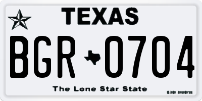 TX license plate BGR0704