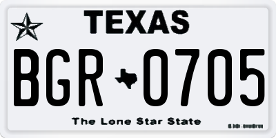 TX license plate BGR0705