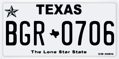 TX license plate BGR0706