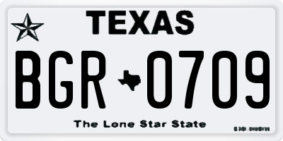 TX license plate BGR0709