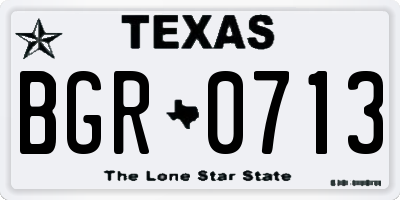 TX license plate BGR0713