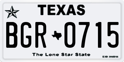 TX license plate BGR0715