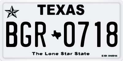 TX license plate BGR0718