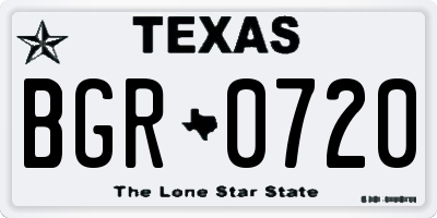 TX license plate BGR0720