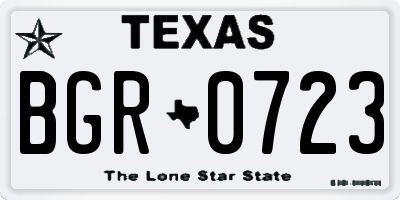 TX license plate BGR0723