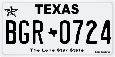 TX license plate BGR0724