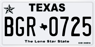 TX license plate BGR0725
