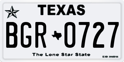 TX license plate BGR0727
