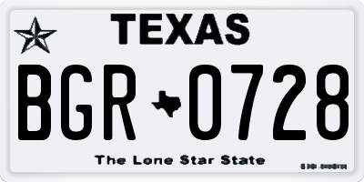 TX license plate BGR0728