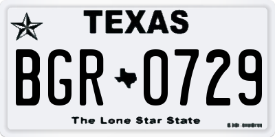 TX license plate BGR0729