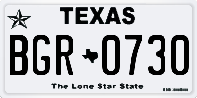 TX license plate BGR0730