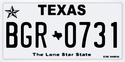 TX license plate BGR0731