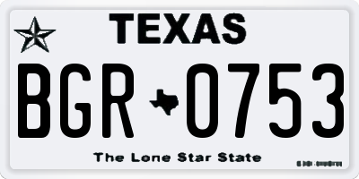 TX license plate BGR0753