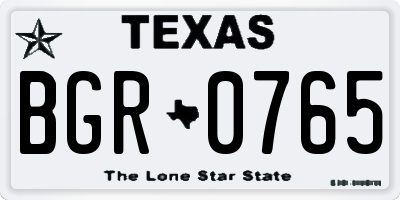 TX license plate BGR0765