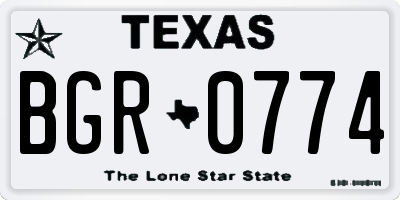 TX license plate BGR0774