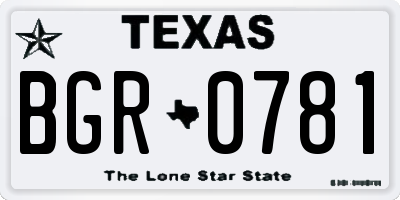 TX license plate BGR0781