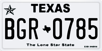 TX license plate BGR0785