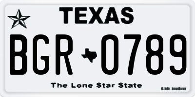 TX license plate BGR0789