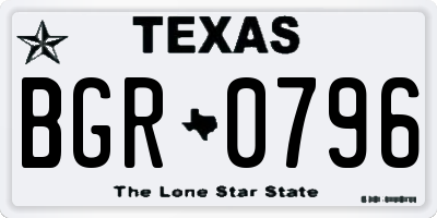 TX license plate BGR0796