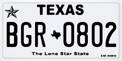 TX license plate BGR0802