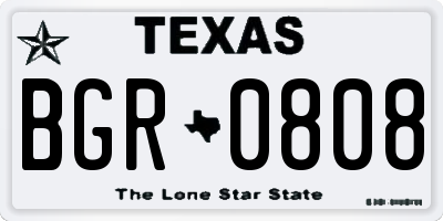TX license plate BGR0808