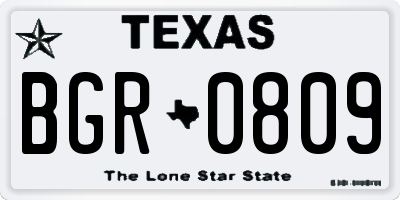 TX license plate BGR0809