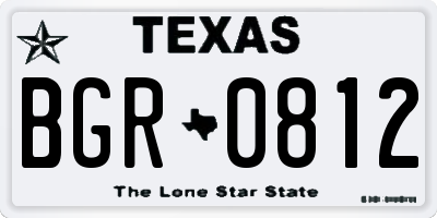 TX license plate BGR0812
